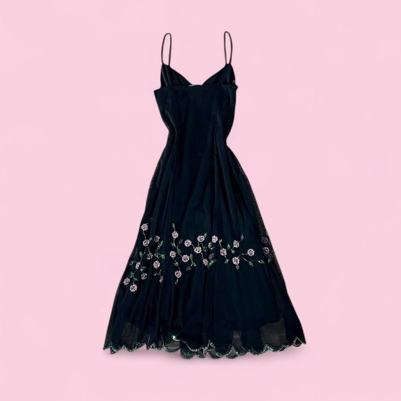 VintageY2K Betsey Johnson Black & Pink Floral Beaded Dress - Picture 8 of 8